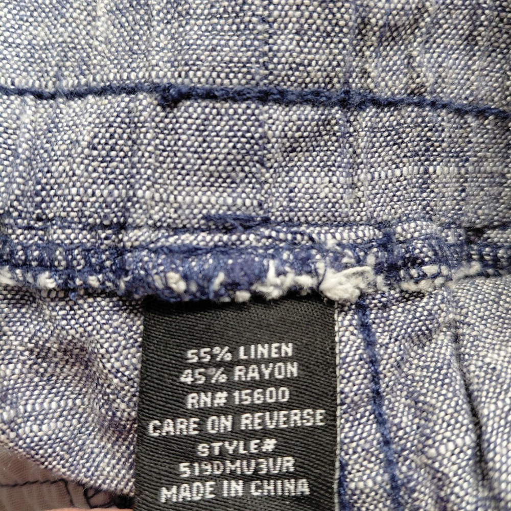 Violets & Roses Women Cropped Linen Pants Size 10/30 Blue Lagernook Coastal - Picture 8 of 11
